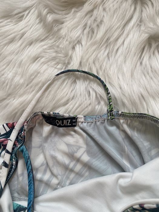 Kombinezon krótki S damski w kwiaty liście lato na ramiaczkach