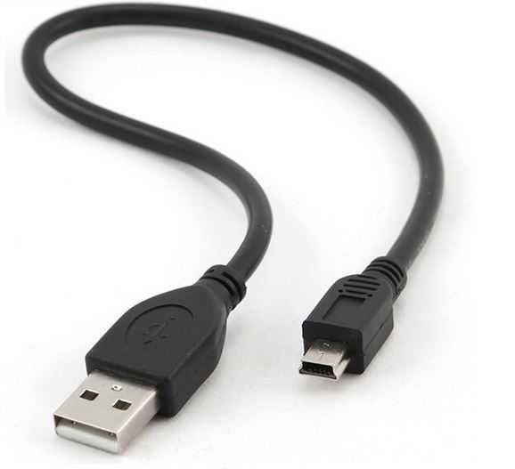 Przewód ładowarka USB - MINI USB krótki 15-30cm czarny