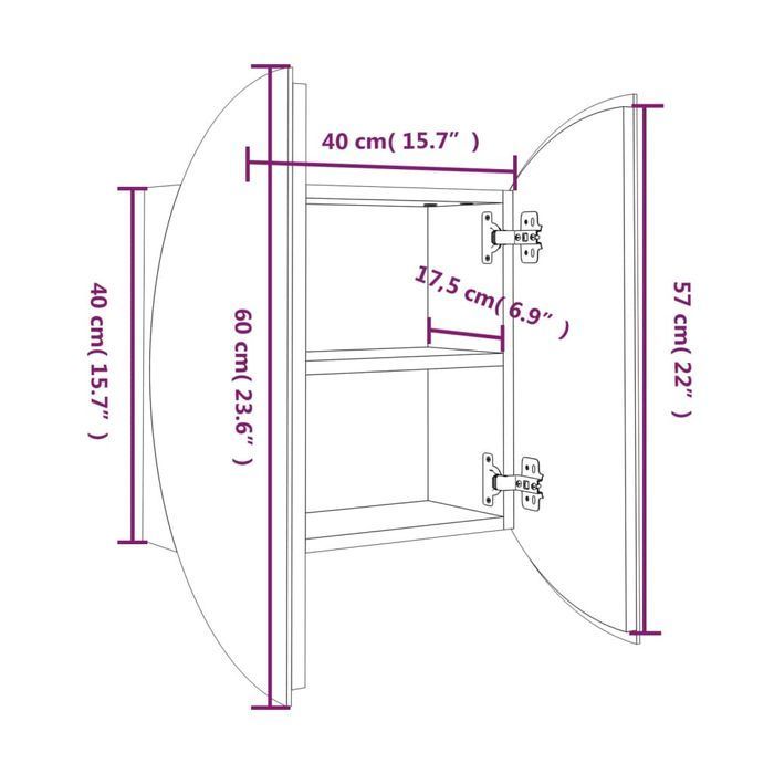 Vidaxl Szafka Łazienkowa Z Lustrem I Led, Szary, 40X40X17,5 Cm