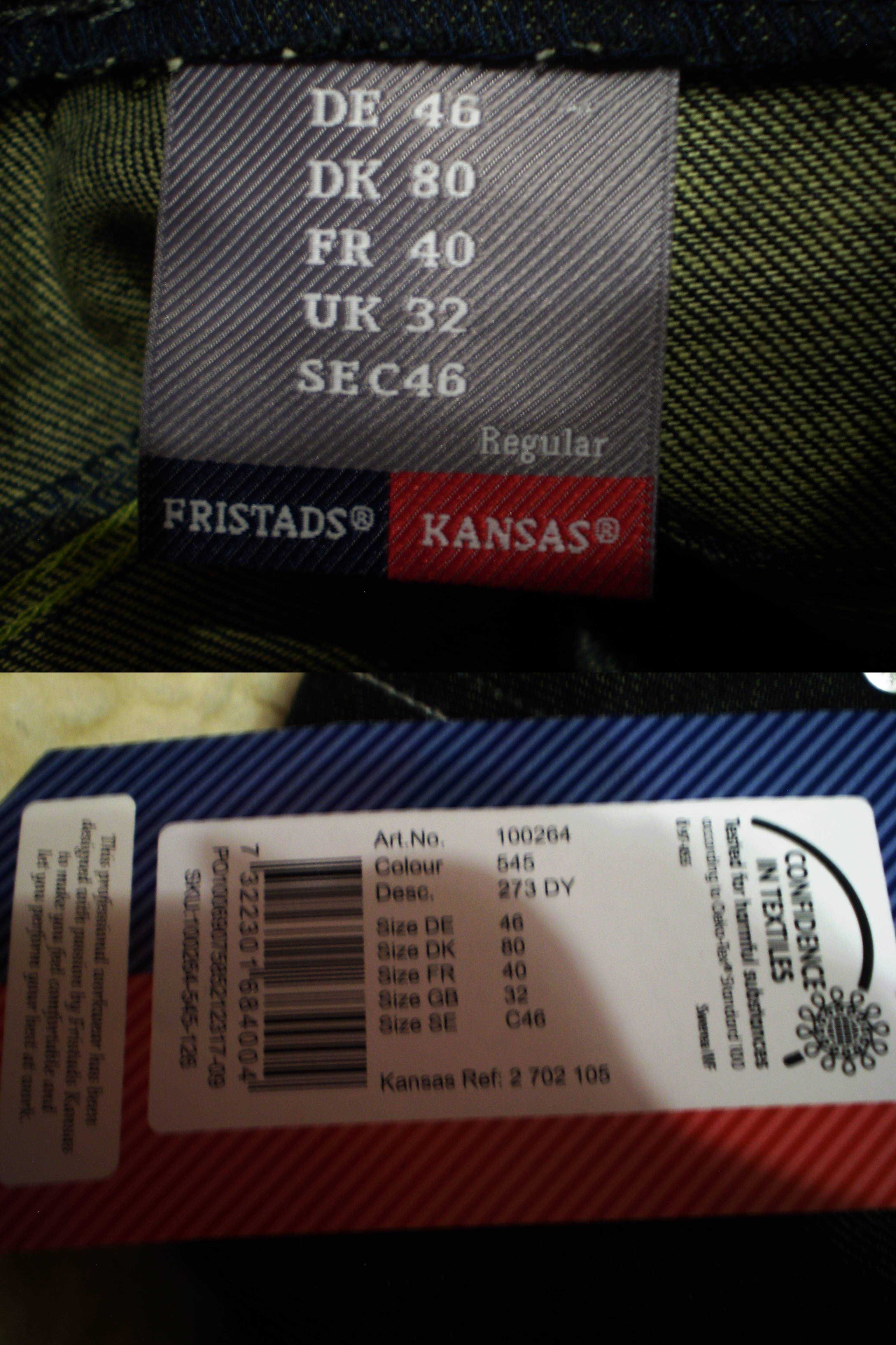 KANSAS  FRISTADS  spodnie robocze monterskie  JEANS  M -46 Nowe pas 80