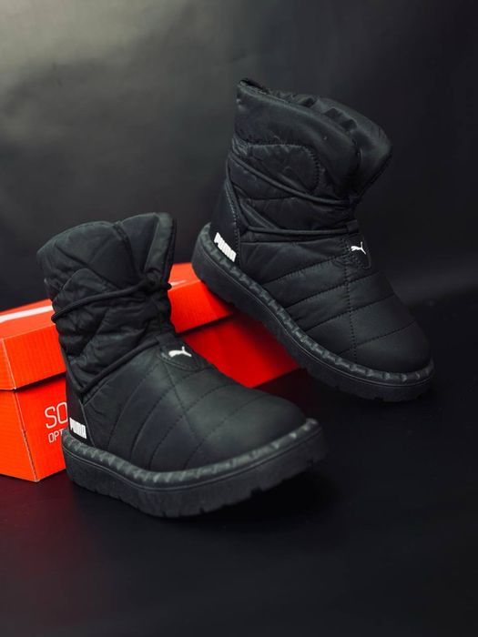 Черные теплые дутики Puma/ дутики непромокаемые женские пума