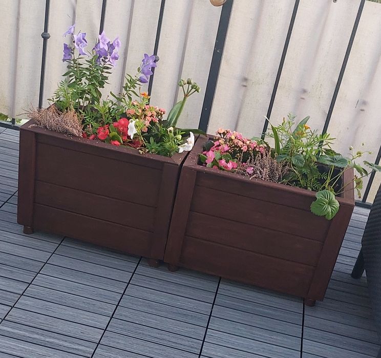 Donica drewniana solidna duża brązowa