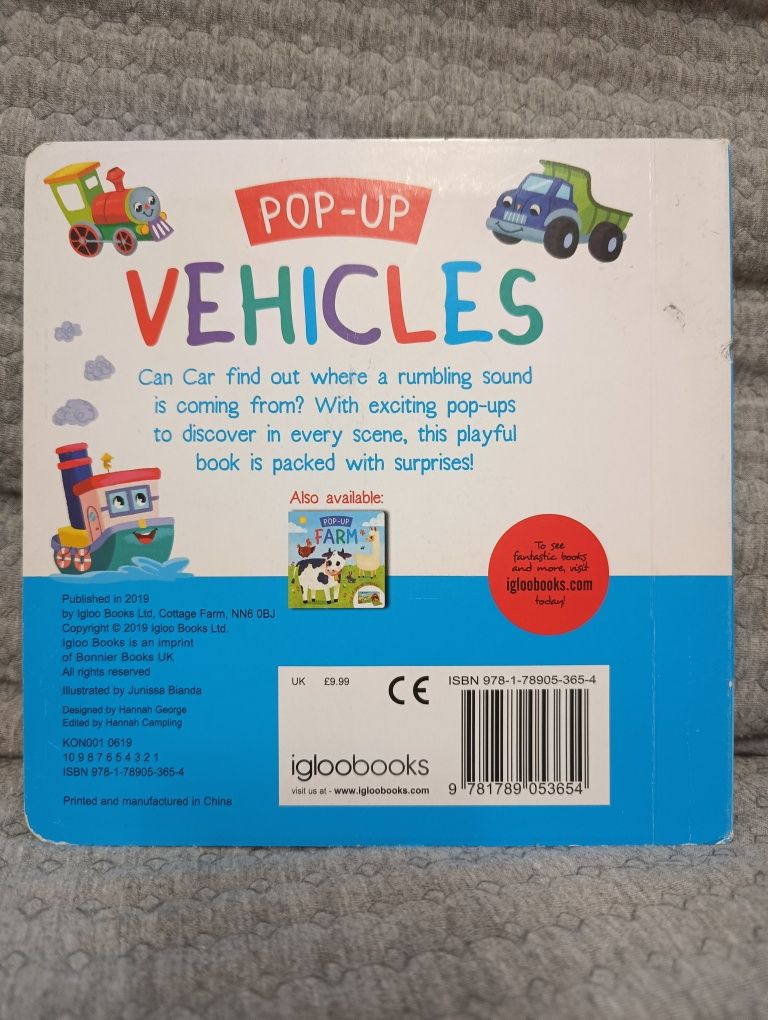 Vehicles pop-up book, książka dla najmłodszych (stan bdb)