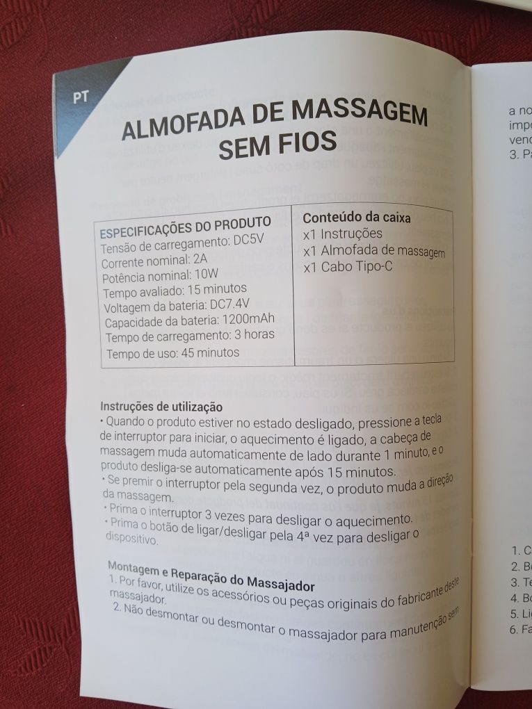 Almofada de massagens