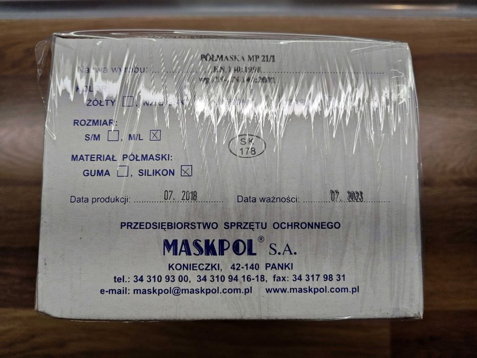 Półmaska silikonowa MASKPOL MP 21/1 rozmiar M/L