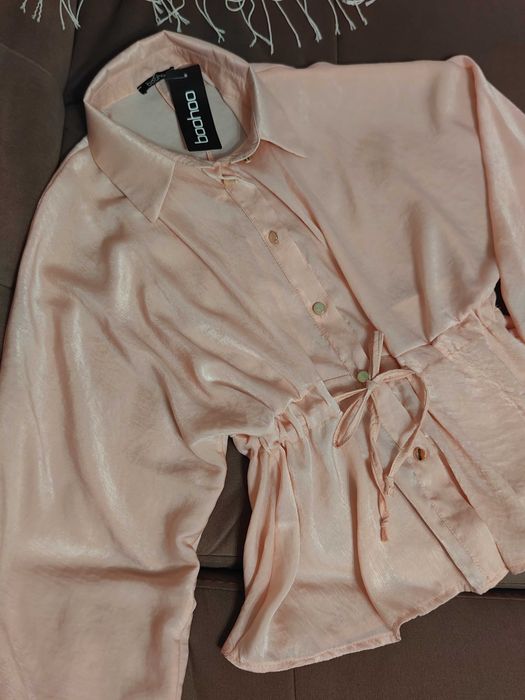 Блузка шовк шифон персикова рожева