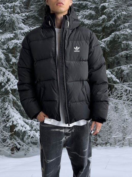 Зимняя мужская черная куртка теплая