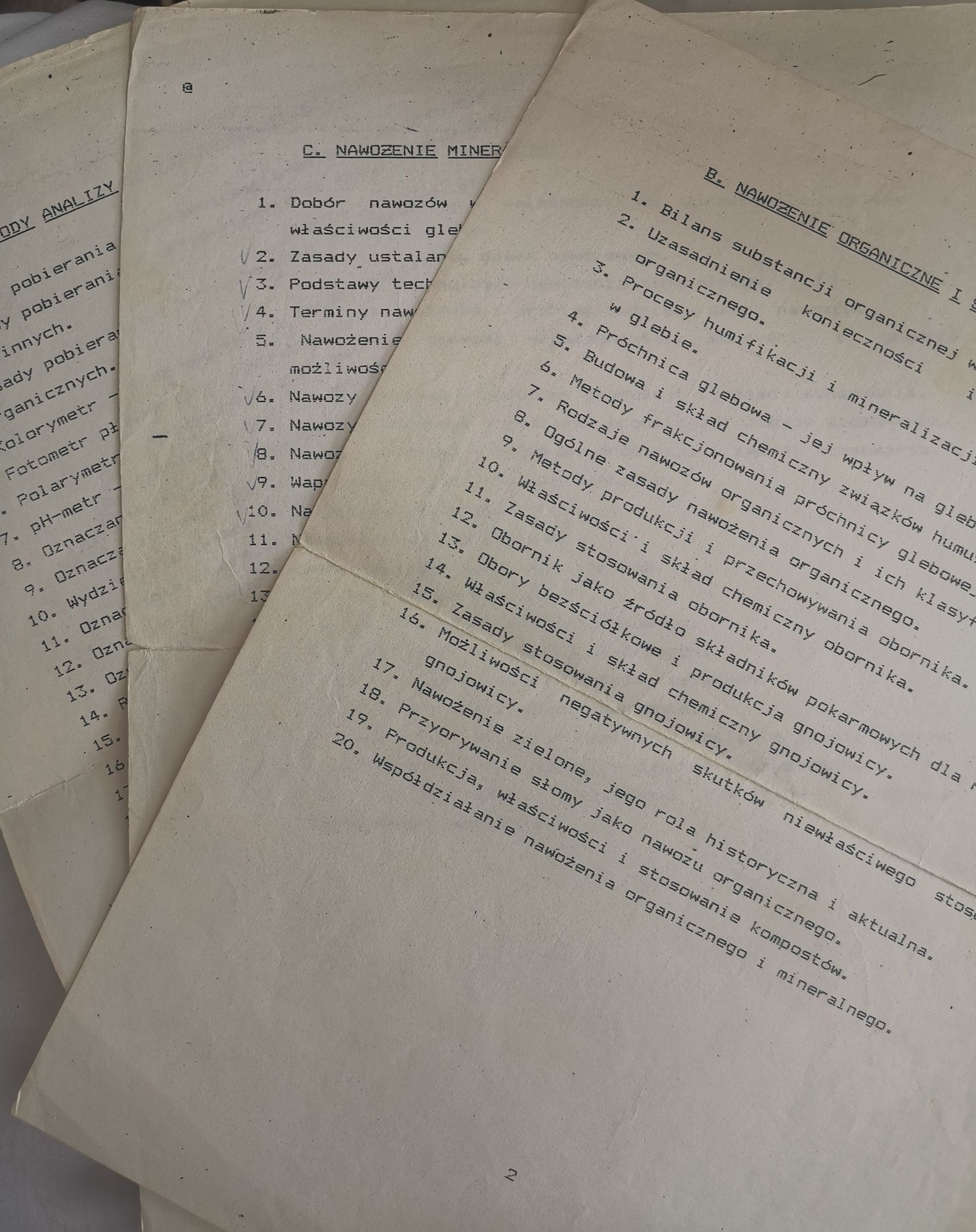 Program egzaminu z chemii rolnej 1989 pamiątka z PRL
