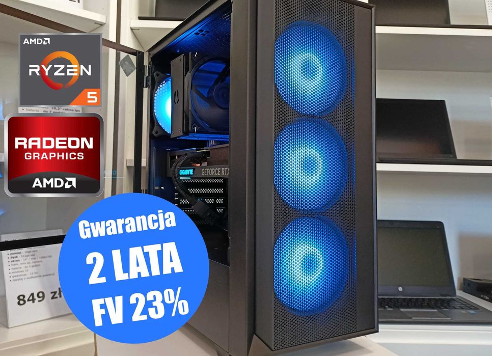 Nowy Komputer Gamingowy Kraków Ryzen 5 16GB RAM 512GB SSD RX7600 W11