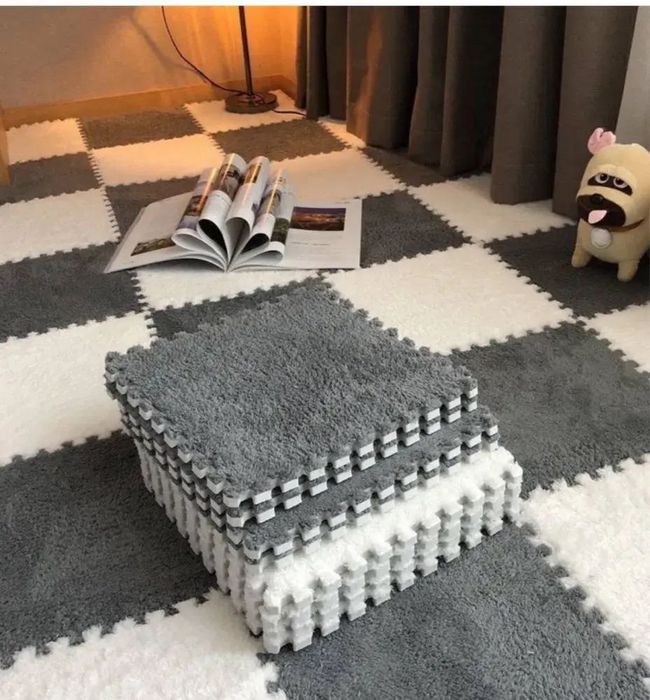 Дитячий килимок-пазл плюшевий 30×30×1.5 см, 10 плиток
