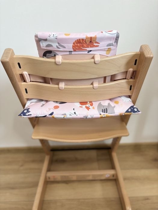 Poduszki wodoodporne do Stokke Tripp Trapp 2w1 koty róż pokrowce
