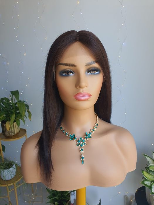 Peruka z włosów naturalnych ludzkich ciemnym brąz Megan lace front