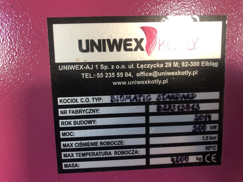 Części do pieca Uniwex 300kw biomasa