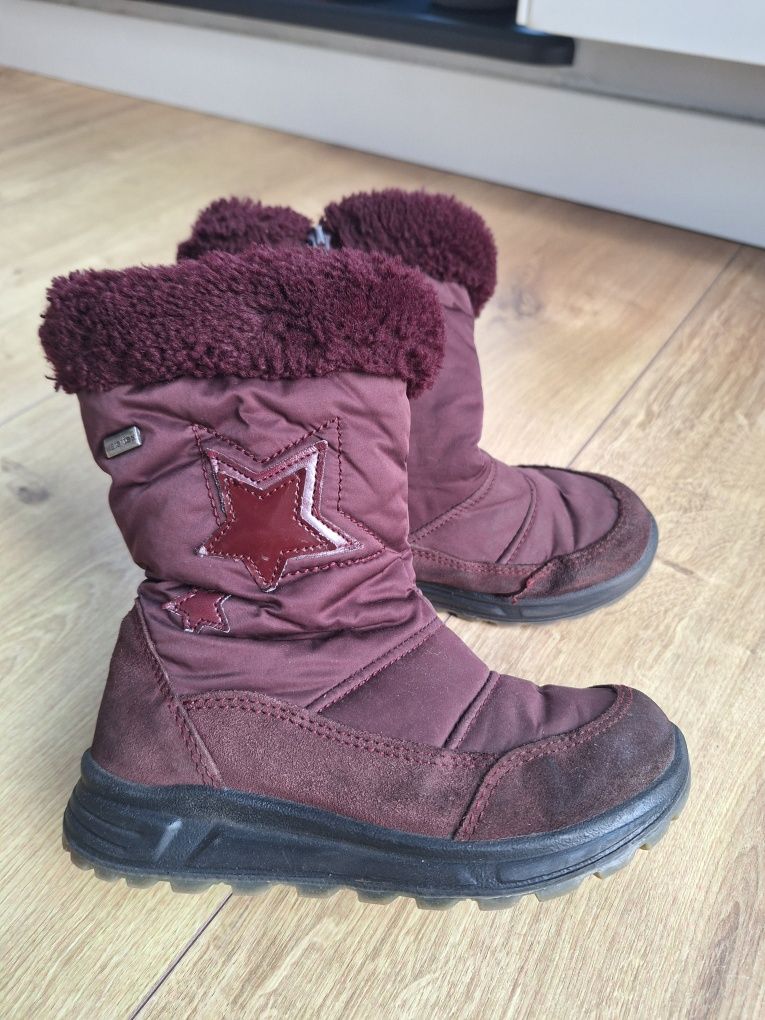 Ciepłe buty zimowe śniegowce bordowe