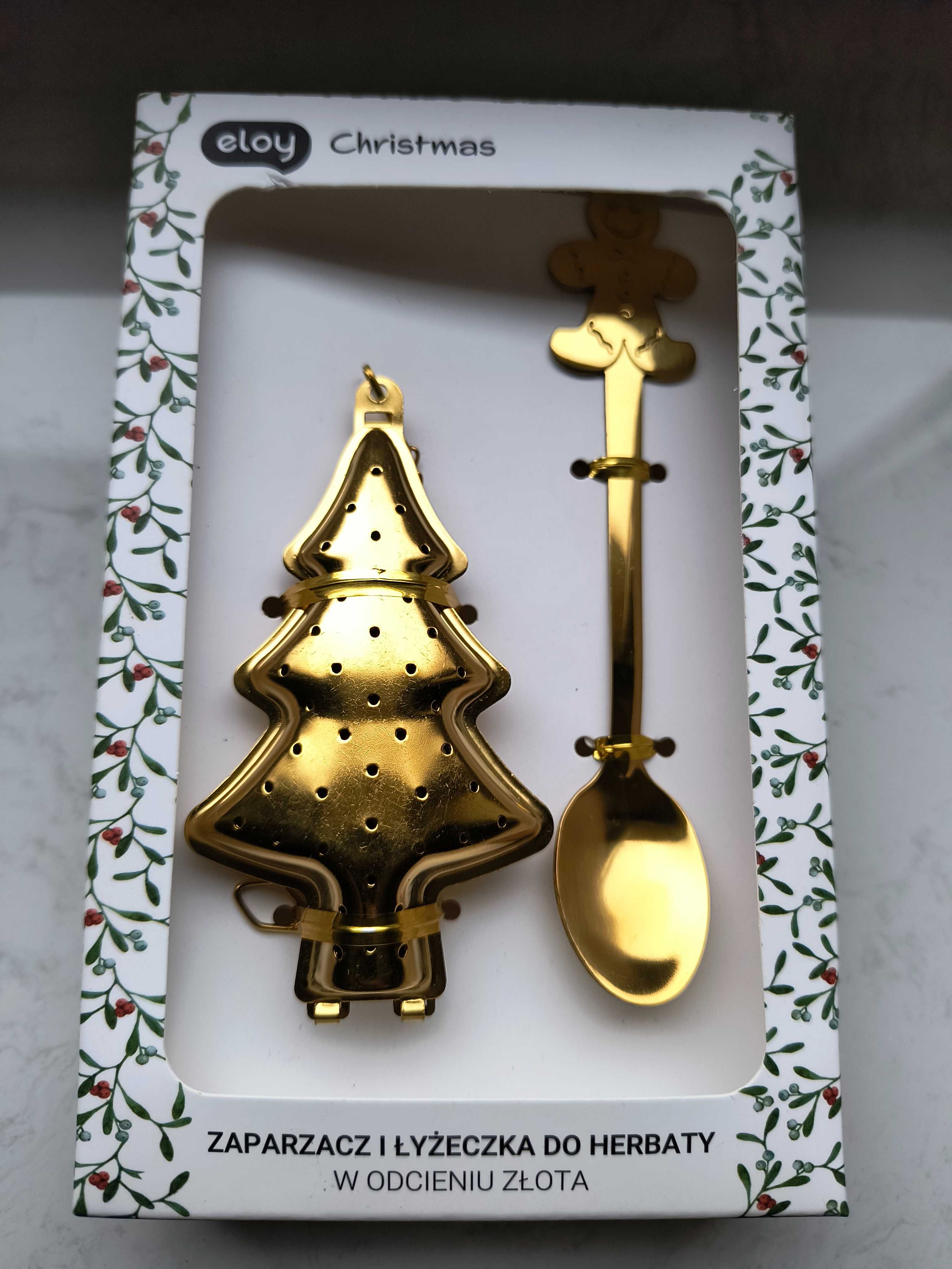 Zaparzacz i łyżeczka do herbaty w odcieniu złota eloy Christmas