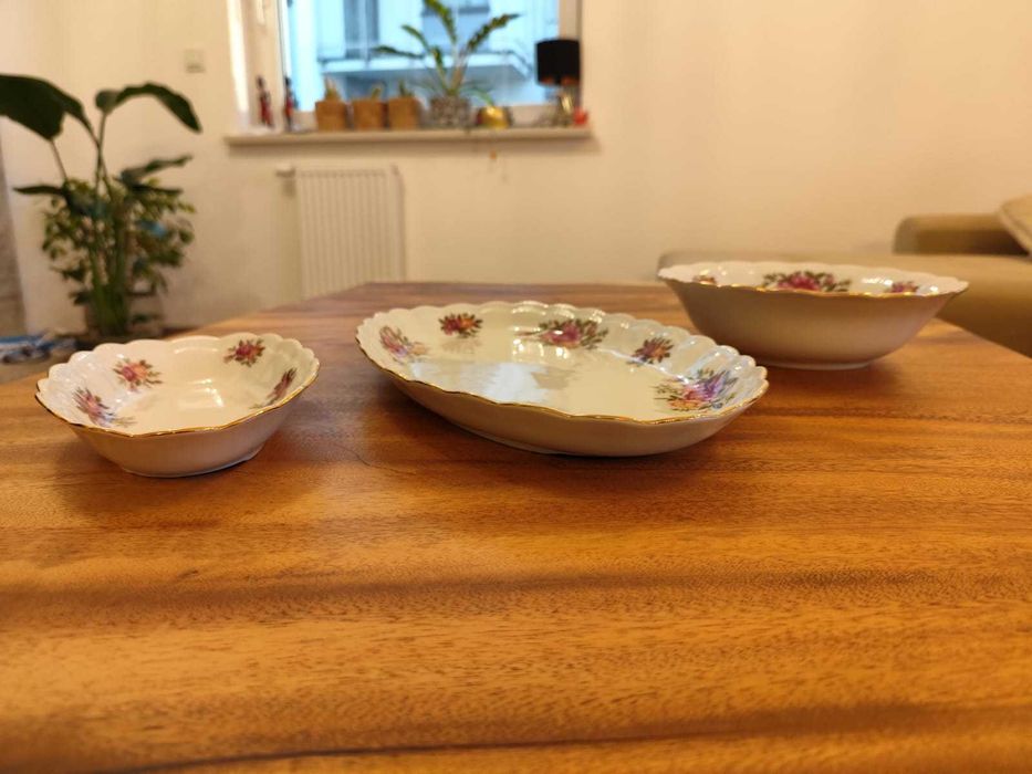 Serwis obiadowy retro, vintage, porcelanowy, 35 el., 6os.,