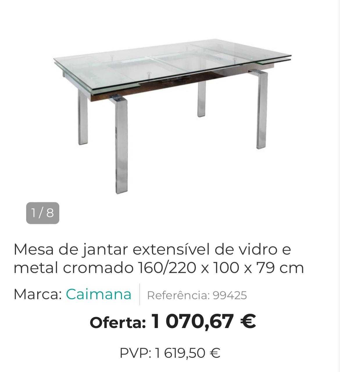 Mesa com tampo em vidro extensível em optimo estado