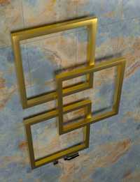 Grzejnik dekoracyjny pionowy Soho - 3 kwadraty - złoty - 1000x660
