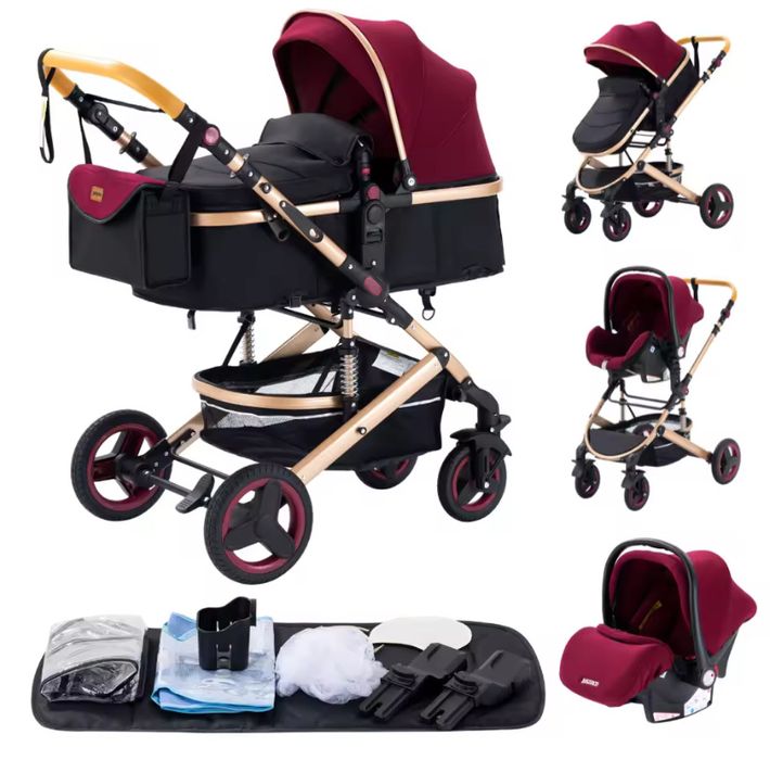 Carrinho de bebé 3 em 1 novo - vermelho