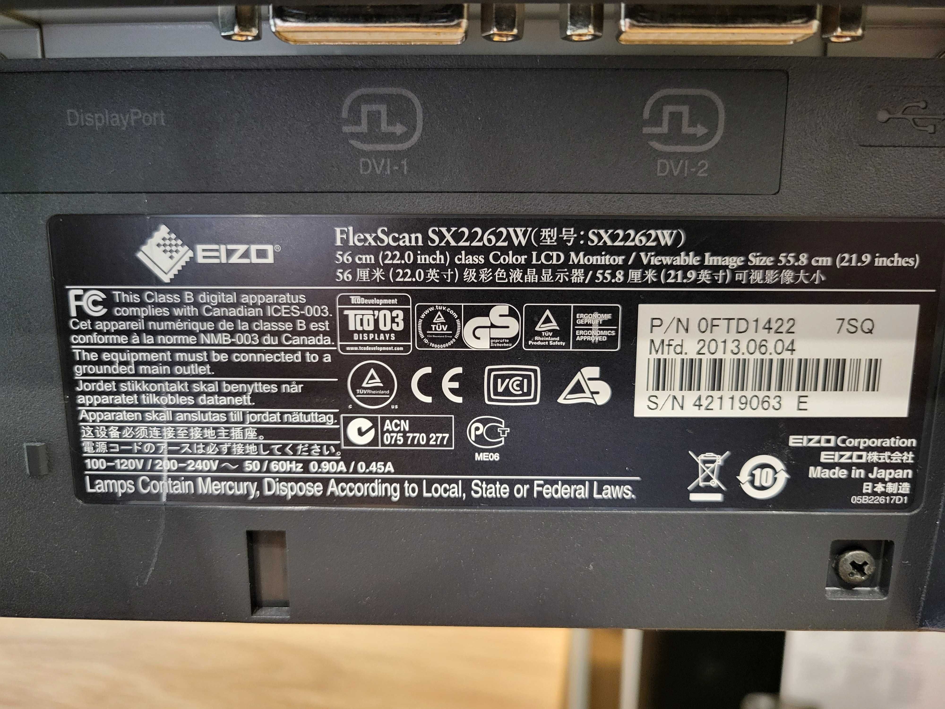 Monitor EIZO FlexScan SX2262W