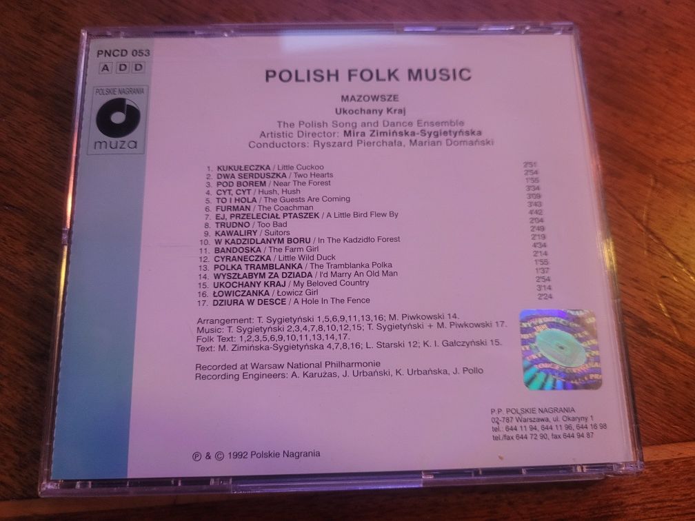 CD Mazowsze Ukochany kraj 2003/1992 Polskie Nagrania PCNG053