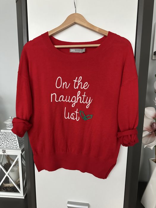 Uroczy sweter świąteczny, S/M, czerwony, Asos, z wełną