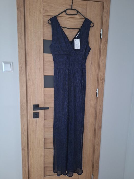 Nowa z metką elegancka długa granatowa sukienka Camaïeu rozmiar 36 S