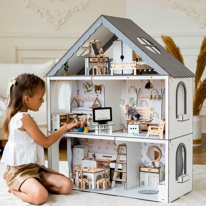 Великий метровий ляльковий будинок Барбі меблі Большой Кукольный домик