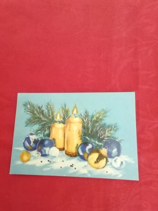 Postal pintado com a boca, para coleção