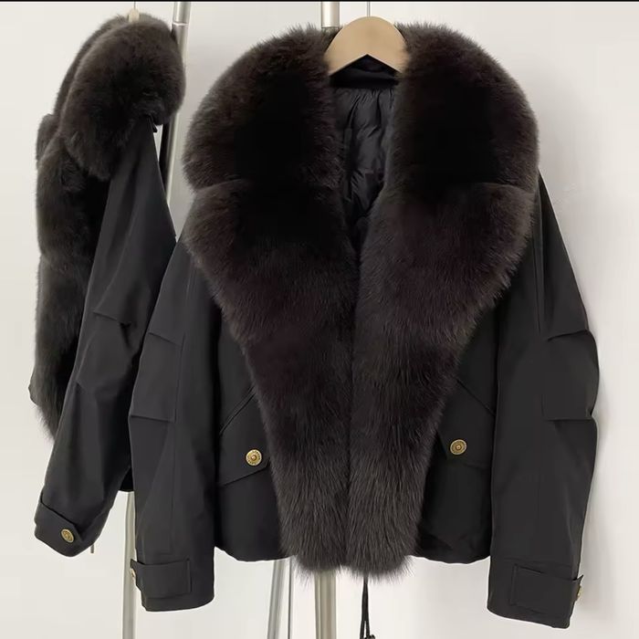 Парка з коміром з натурального лисячого хутра