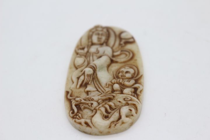 Okimono Pedra Jade Oriental Figuras e Dragão