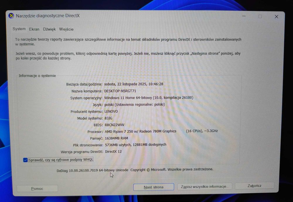 Laptop Lenovo LOQ 15AHP10 15,6" AMD Ryzen 7/16GB/512GBSSD/RTX5060 GWR