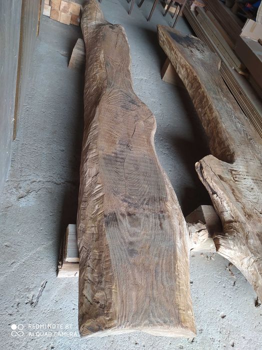 Stary bal dębowy monolit, rustykalne, deski, drewno z odzysku, loftowy