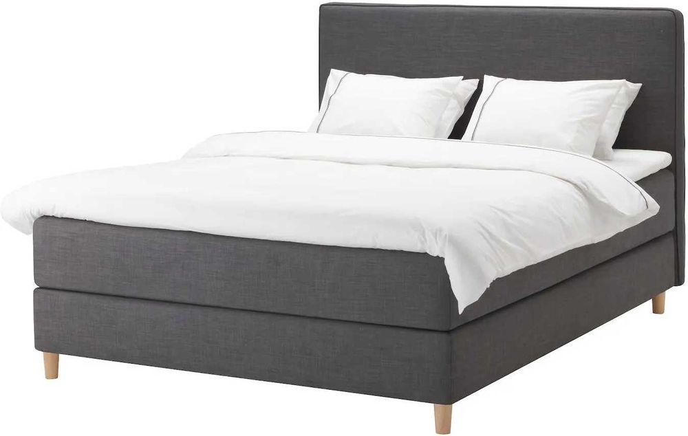 Łóżko kontynentalne IKEA DUNVIK 140×200 + materac HIDRASUND