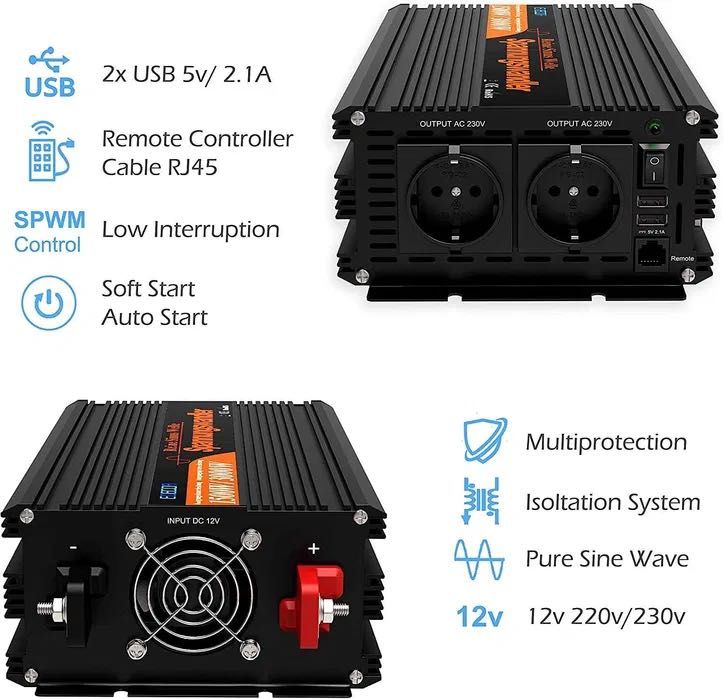 Inversor * Conversor EDECOA 1500W / 3000W * ONDA PURA * [12V/24V]