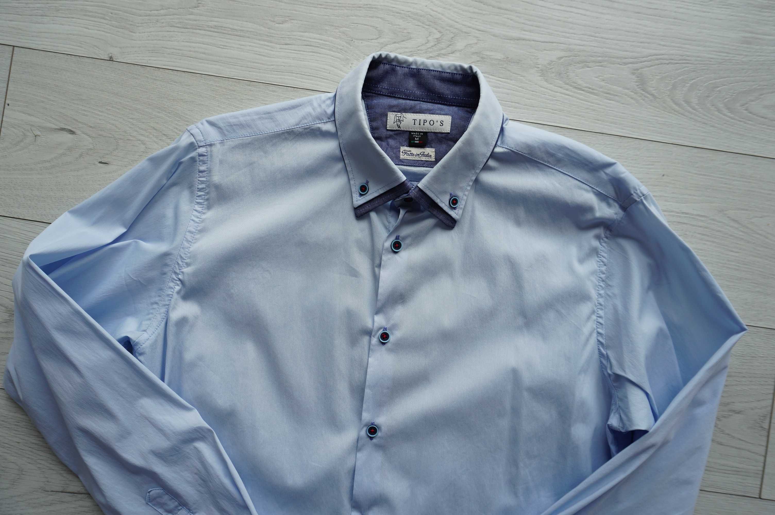 elegancka błękitna koszula do garnituru r.38~ Made in Italy