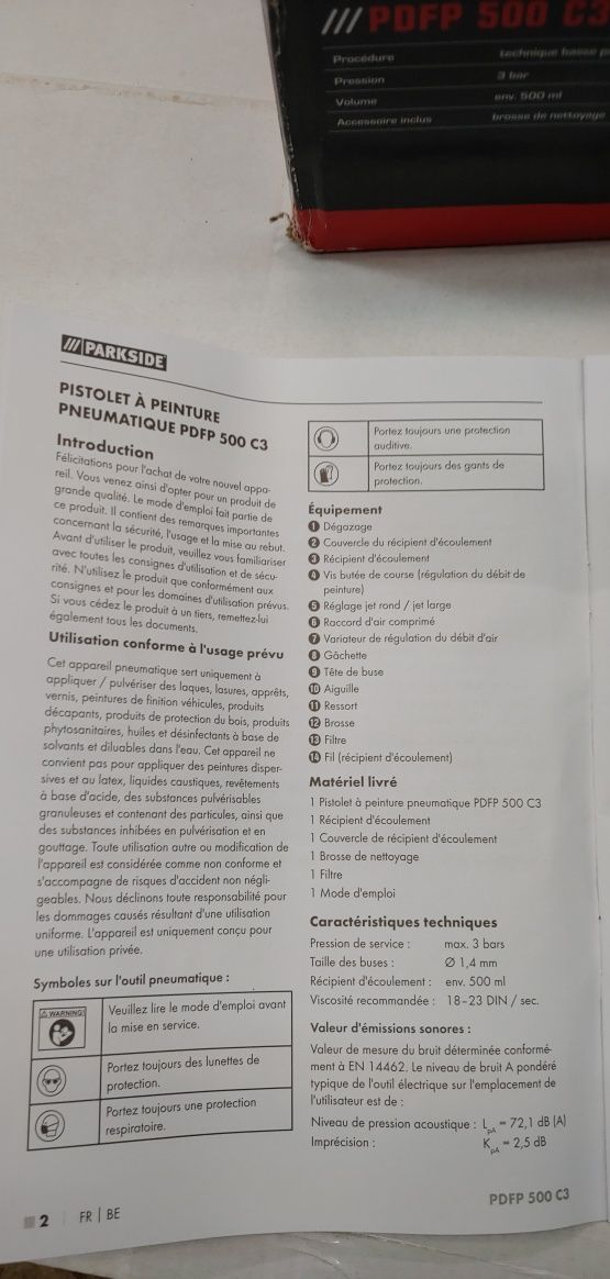 Пневматический краскопульт с Германии Parkside PDFP 500/пульверизатор