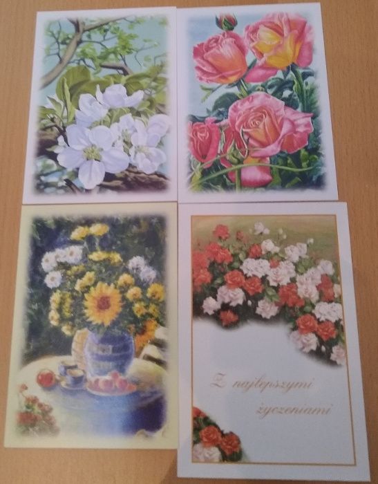Pocztówki-kartki okolicznościowe, 4 szt zestaw