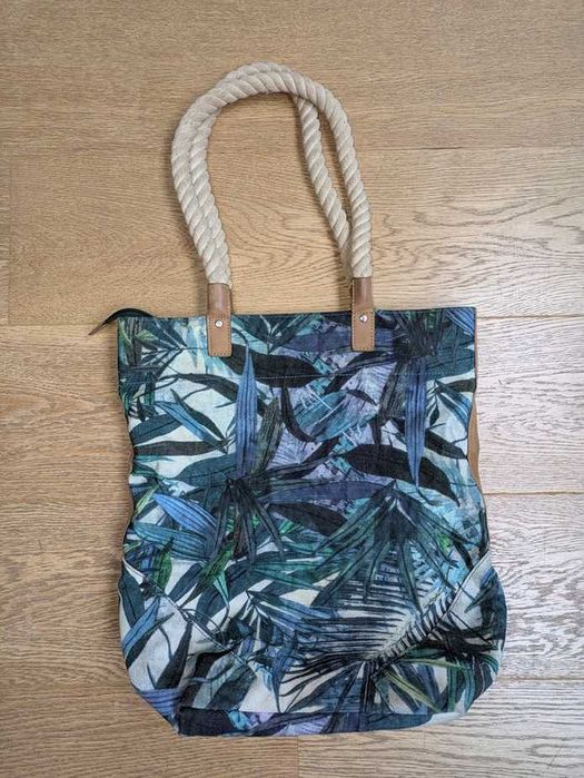 Tatuum - płócienna torba w zielono-niebieskie liście