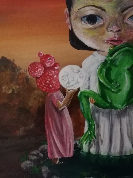 Księżyc i żaba - obraz akryl na płótnie