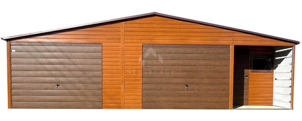Garaż Blaszany 10X6M + Wnęka 2X1M2X Brama Uchyl Drzwi Okno Rynny Nb286