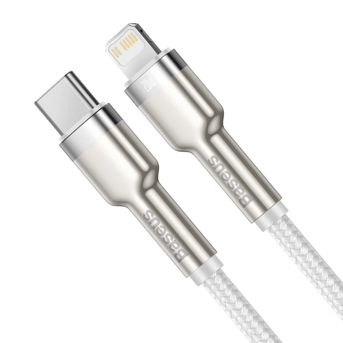 Kabel Baseus Cafule Metal Data USB-C / Lightning 20W PD 1 m - biały