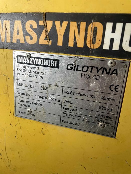 Gilotyna elektryczna do prętów FOX 42