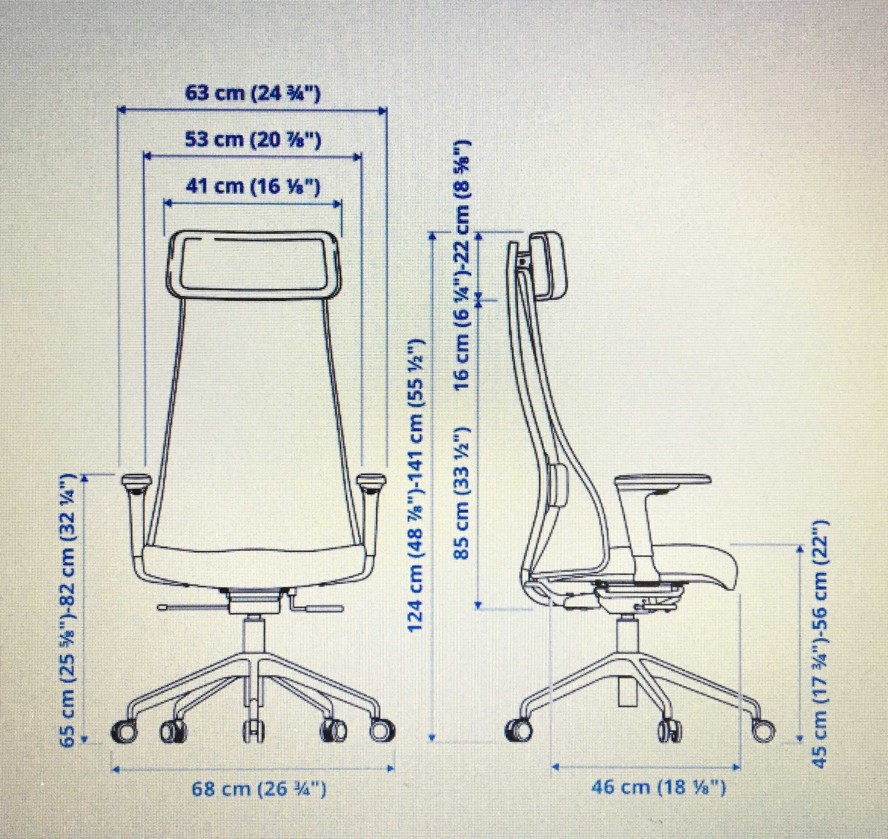 Krzesło biurowe JÄRVFJÄLLET IKEA skórzane wykończenia