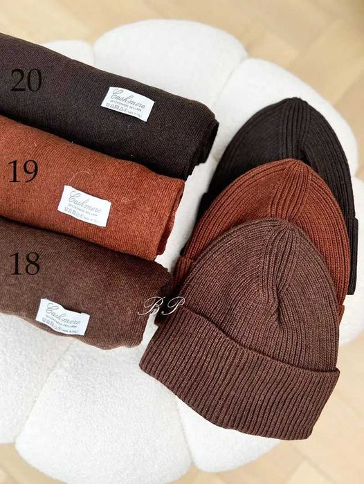 Zestaw Komplet 50% Kaszmir 50% Wełna Szalik Czapka Kaszmirowy Kolory