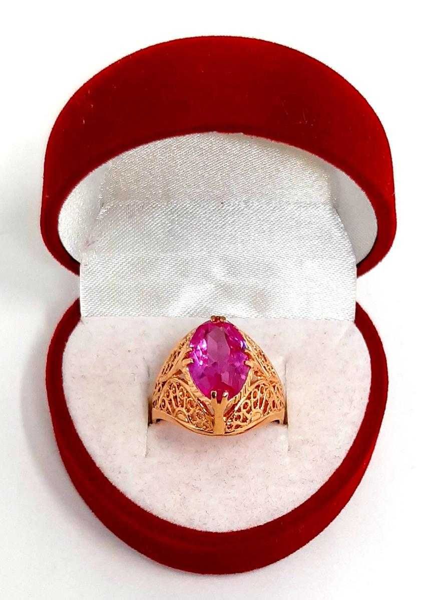 Złoty pierścionek Ażur różowy kamień PR.583 W:4,76gr R.14 InterSKLEP