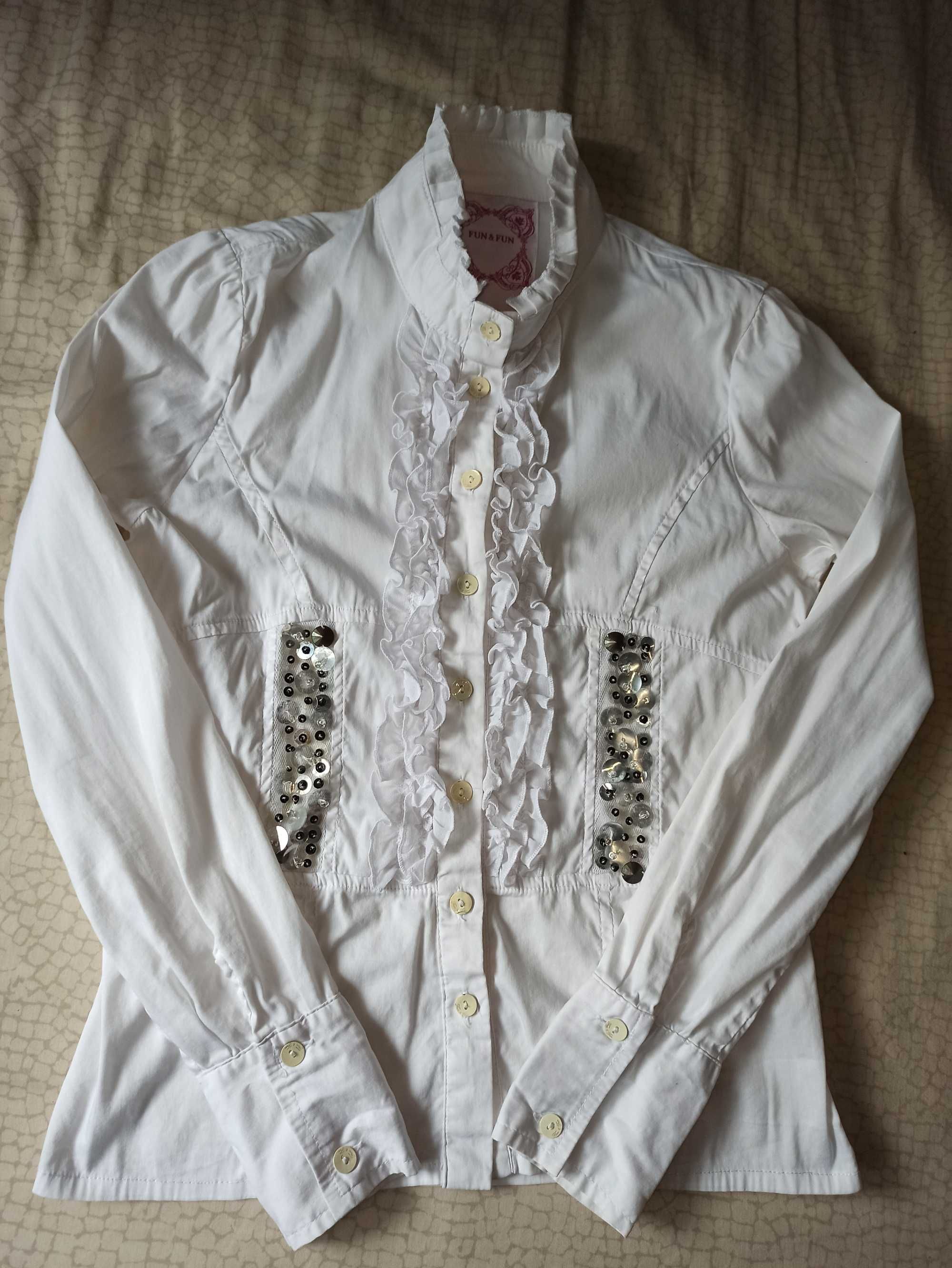 Белая блузка рубашка 10 - 12 лет 140 - 152