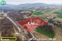 Siedlisko pod Sączem, dom+stodoły, nad rzeką