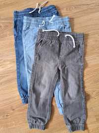 Joggery spodnie jeansy H&M rozmiar 98 (3 pak)