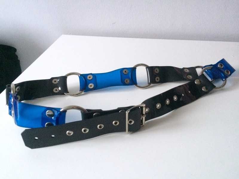 Pasek czarny niebieski goth gothic cyber cyberdog gotyk punk rock